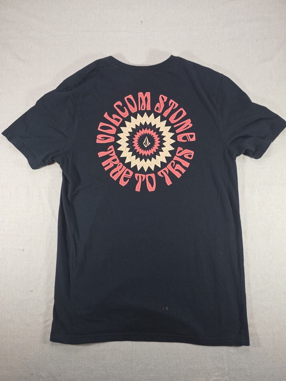 Volcom Stone True To This Graphic T-Shirt Men's Medium Black Organic Cotton Tee